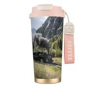 EdWal Steam Locomotive Train Print Insulated Stainless Steel Travel Coffee Mug,Coffee Cups with Lids, for Hot Cold Drinks