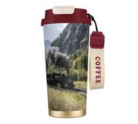 EdWal Steam Locomotive Train Print Insulated Stainless Steel Travel Coffee Mug,Coffee Cups with Lids, for Hot Cold Drinks