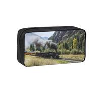 EdWal Steam Locomotive Train Print Pen Organizer Bag Pouch Large Capacity Pencil Case with Zipper Durable Pen Case for Stationery