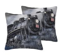 EdWal Steam Train Clouds Print Couch Throw Pillow Covers, Set Of 2, Decorative Pillow Covers, Cushion Case, For Sofa Bed