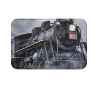 EdWal Steam Train Clouds Print Crystal Velvet Entry Rug Non-Slip Indoor Front Doormat For Porch Or Home Decor, 60x40 Cm