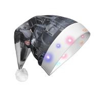 EdWal Steam Train Clouds Print Led Christmas Beanie Light Up Christmas Hats, Knit Hats With Led Lights, Unisex Winter Santa Hat