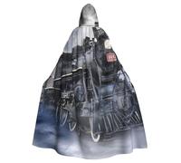 EdWal Steam Train Clouds Print Unisex Adults Hooded Cloak Cape Uniform, Hooded Robe, For Halloween Cosplay Costumes