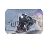 EdWal Steam Train Depart Sunset Print Crystal Velvet Entry Rug Non-Slip Indoor Front Doormat For Porch Or Home Decor, 60x40 Cm