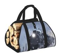 EdWal Steam Train Depart Sunset Print Log Carrier Bag with Open Sides Wood Log Holder for Fireplace Tote Bag Fireplace Accessory