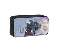 EdWal Steam Train Depart Sunset Print Pen Organizer Bag Pouch Large Capacity Pencil Case with Zipper Durable Pen Case for Stationery