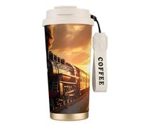 EdWal Steam Train Print Insulated Stainless Steel Travel Coffee Mug,Coffee Cups with Lids, for Hot Cold Drinks