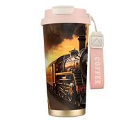 EdWal Steam Train Print Insulated Stainless Steel Travel Coffee Mug,Coffee Cups with Lids, for Hot Cold Drinks