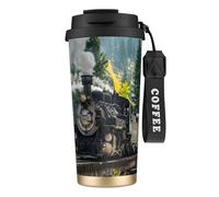 EdWal Steam Train Print Insulated Stainless Steel Travel Coffee Mug,Coffee Cups with Lids, for Hot Cold Drinks