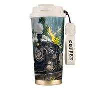 EdWal Steam Train Print Insulated Stainless Steel Travel Coffee Mug,Coffee Cups with Lids, for Hot Cold Drinks