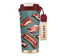 EdWal Streaky Bacon Pattern Print Insulated Stainless Steel Travel Coffee Mug,Coffee Cups with Lids, for Hot Cold Drinks