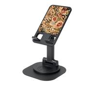 EdWal Striped Leopard Print Adjustable Foldable Phone Stand,360 Rotating Cell Phone Holder For Desk,Travel Essentials
