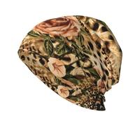 EdWal Striped Leopard Print Adult Men's Knit Hat Cap, Unisex Warm Winter Beanie Hat, Soft Warm Hat for Women Black