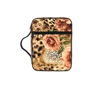 EdWal Striped Leopard Print Bible Case Cosmetic Bag with Sturdy Handle Wash Bag Tablet Sleeve Small Tool Bag for Books