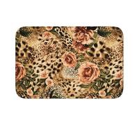 EdWal Striped Leopard Print Crystal Velvet Entry Rug Non-Slip Indoor Front Doormat For Porch Or Home Decor, 60x40 Cm