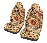 EdWal Striped Leopard Print Front Seat Covers, Easy To Install Two Car Seat Protector Cover Set Accessories Auto Trucks Suv