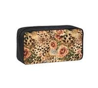 EdWal Striped Leopard Print Pen Organizer Bag Pouch Large Capacity Pencil Case with Zipper Durable Pen Case for Stationery