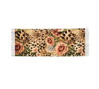 EdWal Striped Leopard Print Wool Feel Shawl Large Pashmina Travel Blanket Scarf For Women For Christmas Winter Gift