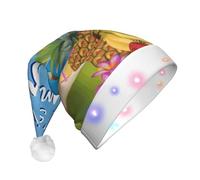 EdWal Summer Parrot Pineapple Bird Print Led Christmas Beanie Light Up Christmas Hats, Knit Hats With Led Lights, Unisex Winter Santa Hat