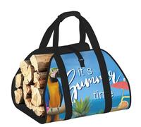 EdWal Summer Parrot Pineapple Bird Print Log Carrier Bag with Open Sides Wood Log Holder for Fireplace Tote Bag Fireplace Accessory