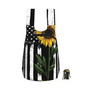 EdWal Sunflower And American Flag Print Foldable Backpack Lightweight Hiking Bag Soft Travel Backpack Rucksack For Work And Gym
