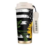 EdWal Sunflower and American Flag Print Insulated Stainless Steel Travel Coffee Mug,Coffee Cups with Lids, for Hot Cold Drinks
