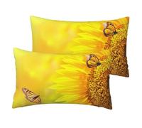 EdWal Sunflower Butterfly Sunny Print 12x20in Pillow Cover, Decorative Cushion Case, For Couch Sofa Bed Living Room Home Decor