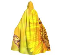 EdWal Sunflower Butterfly Sunny Print Unisex Adults Hooded Cloak Cape Uniform, Hooded Robe, For Halloween Cosplay Costumes
