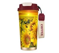 EdWal Sunflower Field Print Insulated Stainless Steel Travel Coffee Mug,Coffee Cups with Lids, for Hot Cold Drinks