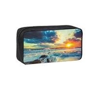 EdWal Sunset Beach Print Pen Organizer Bag Pouch Large Capacity Pencil Case with Zipper Durable Pen Case for Stationery