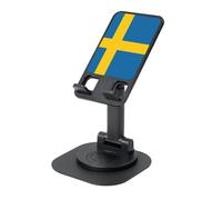 EdWal Swedish Flag Print Adjustable Foldable Phone Stand,360 Rotating Cell Phone Holder For Desk,Travel Essentials