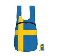 Edwal Swedish Flag Print Foldable Backpack Lightweight Hiking Bag Soft Travel Backpack Rucksack For Work And Gym