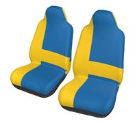 EdWal Swedish Flag Print Front Seat Covers, Easy To Install Two Car Seat Protector Cover Set Accessories Auto Trucks Suv