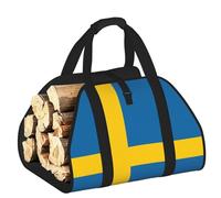 EdWal Swedish Flag Print Log Carrier Bag with Open Sides Wood Log Holder for Fireplace Tote Bag Fireplace Accessory
