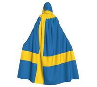 EdWal Swedish Flag Print Unisex Adults Hooded Cloak Cape Uniform, Hooded Robe, For Halloween Cosplay Costumes