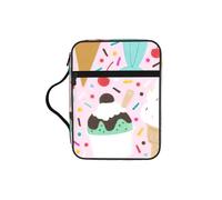 EdWal Sweet Ice Cream Print Bible Case Cosmetic Bag with Sturdy Handle Wash Bag Tablet Sleeve Small Tool Bag for Books