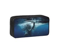 EdWal Swimming African Elephant Print Pen Organizer Bag Pouch Large Capacity Pencil Case with Zipper Durable Pen Case for Stationery