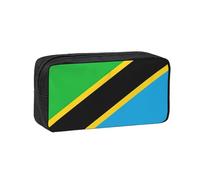 Edwal Tanzania Flag Print Pen Organizer Bag Pouch Large Capacity Pencil Case with Zipper Durable Pen Case for Stationery