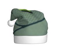 EdWal Tennis Racket Print Plush Santa Hat, Christmas Hats For Adults, Cozy Holiday Headwear, For Christmas Parties