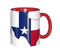 EdWal Texas State Flag Map Print Tea Cups with Handle, Ceramic Ceramic Mug for Tea and Coffee Gift for Women Microwave Safe