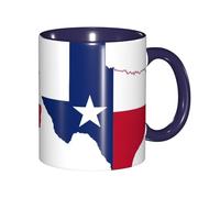 EdWal Texas State Flag Map Print Tea Cups with Handle, Ceramic Ceramic Mug for Tea and Coffee Gift for Women Microwave Safe
