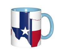 EdWal Texas State Flag Map Print Tea Cups with Handle, Ceramic Ceramic Mug for Tea and Coffee Gift for Women Microwave Safe
