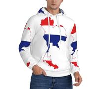 EdWal Thailand Flag Map Print Men'S Hoodie, Polyester Pullover Sweatshirt With Kangaroo Pocket, For Casual Wear Gym Black