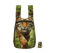 EdWal Tiger In The Jungle Print Foldable Backpack Lightweight Hiking Bag Soft Travel Backpack Rucksack For Work And Gym
