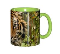 EdWal Tiger in The Jungle Print Tea Cups with Handle, Ceramic Ceramic Mug for Tea and Coffee Gift for Women Microwave Safe