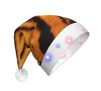 EdWal Tiger Striped Pattern Print Led Christmas Beanie Light Up Christmas Hats, Knit Hats With Led Lights, Unisex Winter Santa Hat