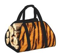EdWal Tiger Striped Pattern Print Log Carrier Bag with Open Sides Wood Log Holder for Fireplace Tote Bag Fireplace Accessory