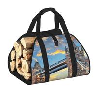 Edwal Tower Bridge in London Print Log Carrier Bag with Open Sides Wood Log Holder for Fireplace Tote Bag Fireplace Accessory