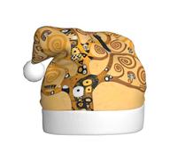 EdWal Tree Of Life Print Plush Santa Hat, Christmas Hats For Adults, Cozy Holiday Headwear, For Christmas Parties