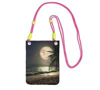 EdWal Tropical Beach Palm Tree With Full Moon Starry Night Print Crossbody Bag For Women, Mini Phone Purses, Cute Phone Wallet, For Hiking Travel Gift